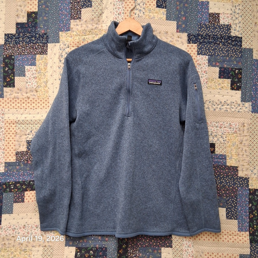 Patagonia Womens Better Sweater 1/4 Zip Fleece Wooly Blue Size Large STY 25618